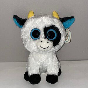 Ty Beanie Boo Daisy Cow Plush 6" Blue Eyes w/ Tags Stuffed Animal MWMT  Please r